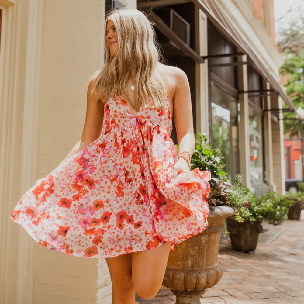 Vici Floral Pink and Red Sundress